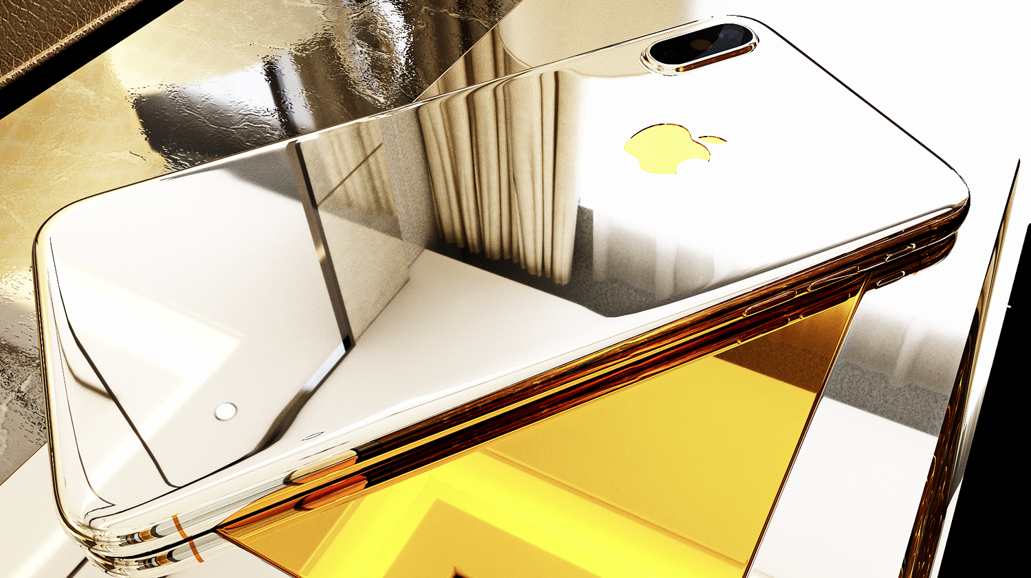 iPhone Xs Gold 24k Белое Золото 999 пробы